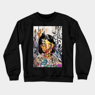 Blur Dissociative Girl And The Chill Daisies Crewneck Sweatshirt